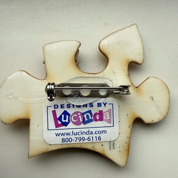 Lucinda Colorful Puzzle Piece Brooch - Picture 2 of 3